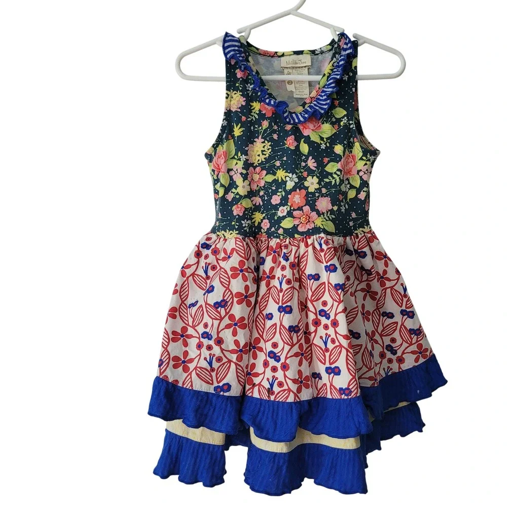 Matilda Jane Size‎ 2 Mixed Print Floral Ruffle Dress Toddler Girls Sleeveless